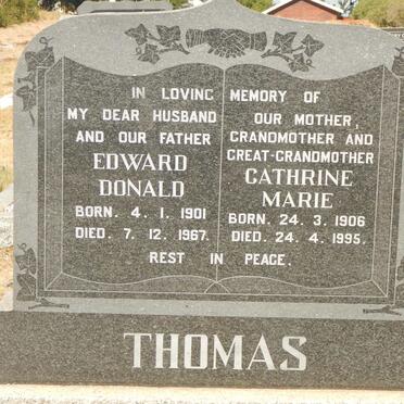 THOMAS Edward Donald 1901-1967 &amp; Cathrine Marie 1906-1995