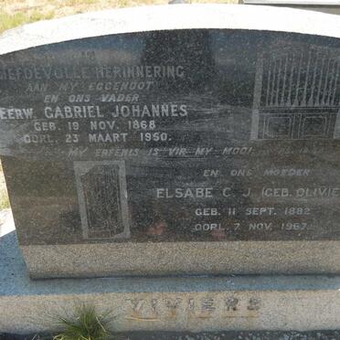 VIVIERS Gabriel Johannes 1868-1950 &amp; Elsabe C.J. OLIVIER 1882-1967