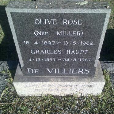 VILLIERS Charles Haupt, de 1897-1987 &amp; Olive Rose MILLER 1897-1962