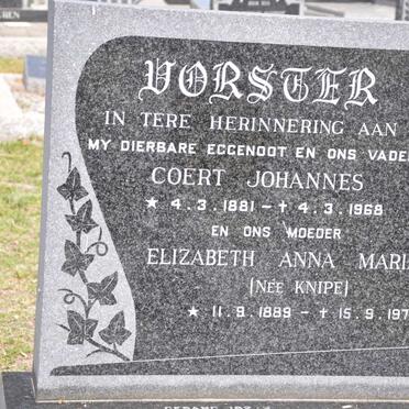 VORSTER Coert Johannes 1881-1968 &amp; Elizabeth Anna Maria KNIPE 1889-1973