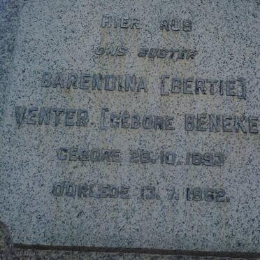 VENTER Barendina nee BENEKE 1893-1962