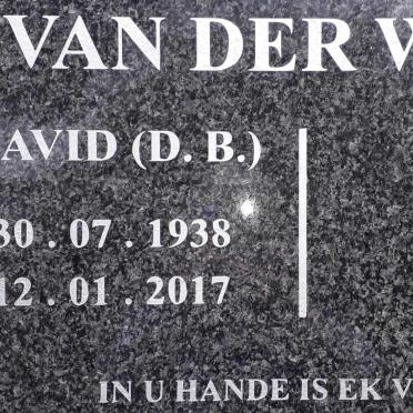 WATT David D.B., van der 1938-2017