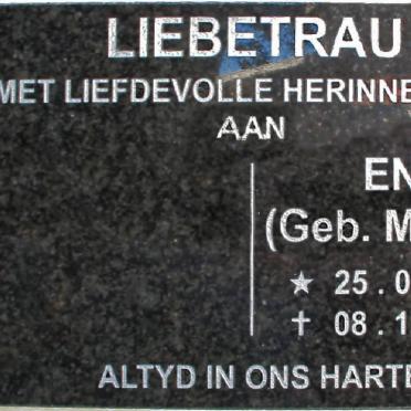 LIEBETRAU Ena nee MALAN 1933-2010
