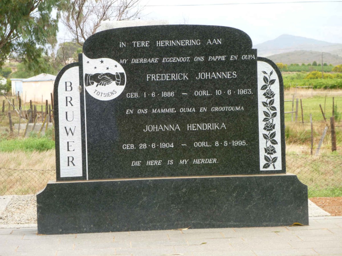 BRUWER Frederick Johannes 1886-1963  &amp; Johanna Hendrika 1904-1995