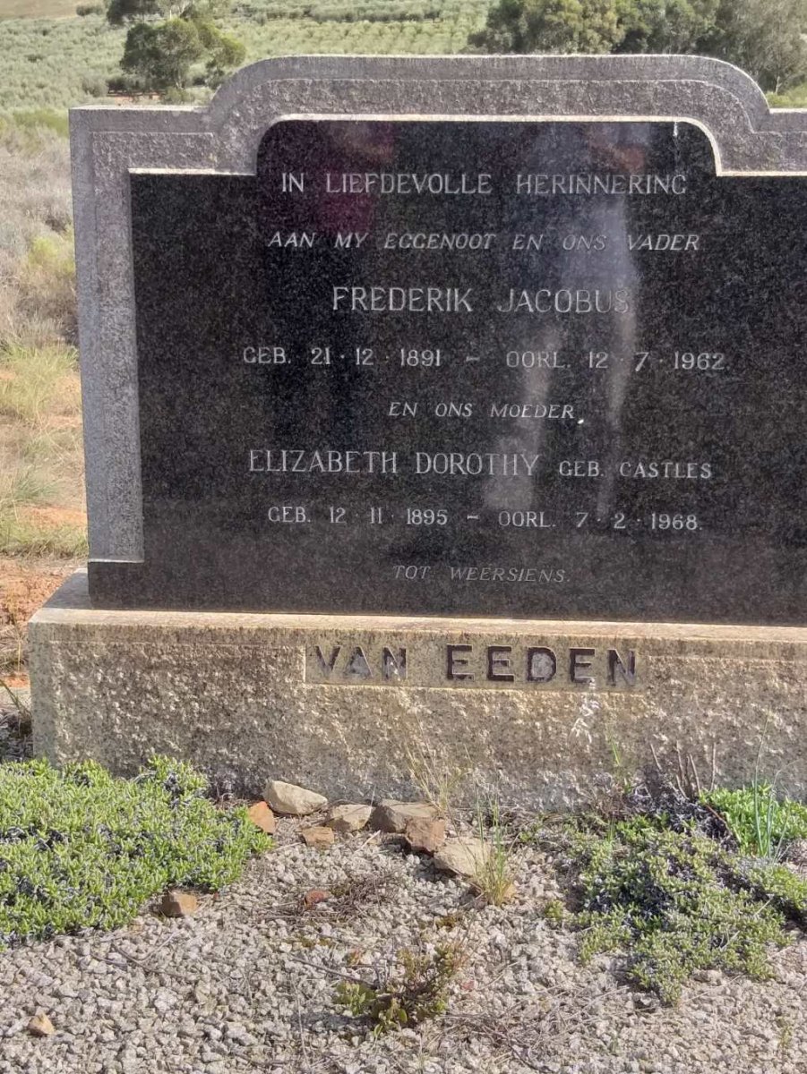 EEDEN Frederik Jacobus, van 1891-1962 &amp; Elizabeth Dorothy CASTLES 1895-1968