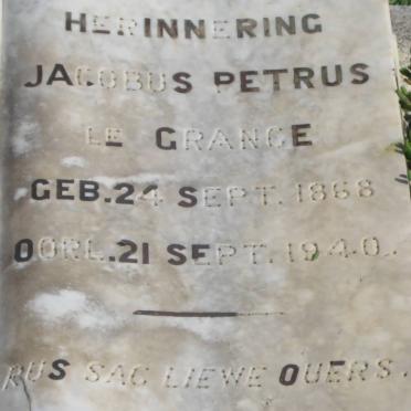 GRANGE Jacobus Petrus, le 1868-1940