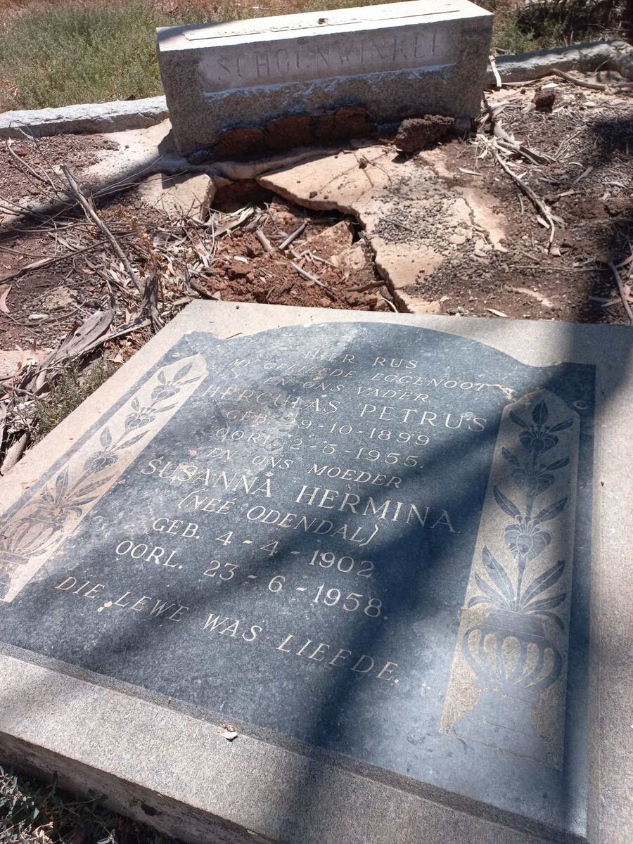 SCHOONWINKEL Herculas Petrus 1899-1955 & Susanna Hermina Odendal 1902-1958