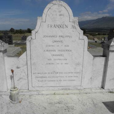FRANKEN Johannes Phillipus 1928-1989 &amp; Johanna Frederika OOSTHUIZEN 1932-1989