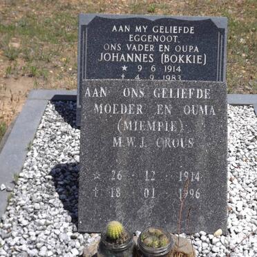 CROUS Johannes 1914-1983 &amp; M.W.J. 1914-1996