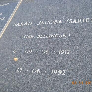 SMITH Sarah Jacoba nee BELLINGAN 1912-1992