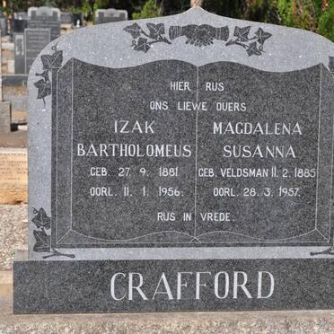 CRAFFORD Izak Bartholomeus 1881-1956 &amp; Magdalena Susanna VELDSMAN 1885-1957