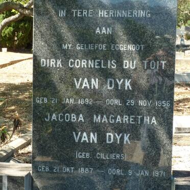DYK Dirk Cornelis du Toit, van 1892-1956 &amp; Jacoba Magaretha CILLIERS 1887-1971