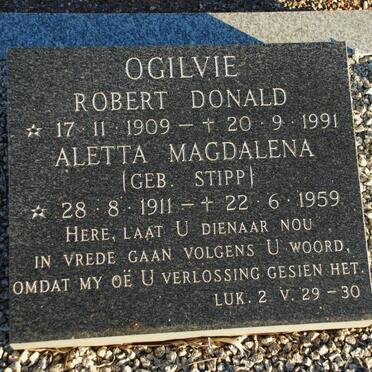 OGILVIE Robert Donald 1909-1991 &amp; Aletta Magdalena STIPP 1911-1959