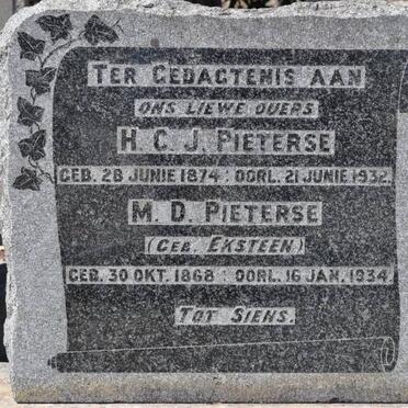 PIETERSE H.C.J. 1874-1932 &amp; M.D. EKSTEEN 1868-1934