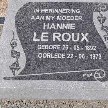 ROUX Hannie, le 1892-1973
