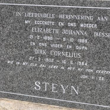 STEYN Dirk Cornelius 1902-1984 &amp; Elizabeth Johanna 1898-1969