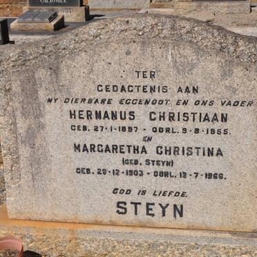 STEYN Hermanus Christiaan 1897-1955 &amp; Margaretha Christina STEYN 1903-1966