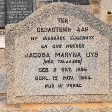 UYS Jacoba Maryna nee TALJAARD 1895-1954