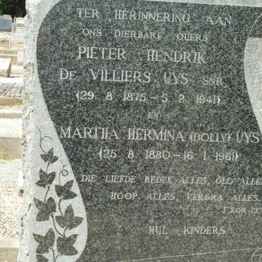 UYS Pieter Hendrik de Villiers 1875-1941 &amp; Martha Hermina 1880-1961