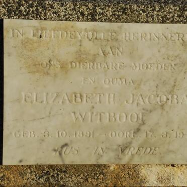 WITBOOI Elizabeth Jacoba 1891-1976
