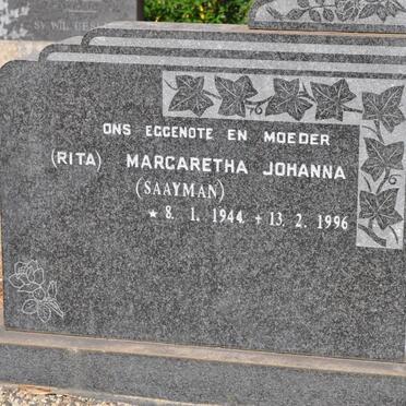 WET Wynand Jacobus 1897-1963 &amp; Jacoba Margaretha Johanna 1905-1975 :: DE WET Margaretha Johanna nee SAAYMAN 1944-1996