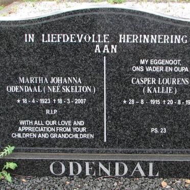 ODENDAL Casper Lourens 1915-1993 &amp; Martha Johanna SKELTON 1923-2007