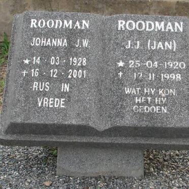 ROODMAN J.J. 1920-1998 &amp; Johanna J.W. 1928-2001