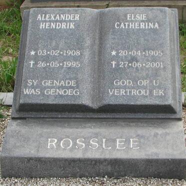 ROSSLEE Alexander Hendrik 1908-1995 &amp; Elsie Catherina 1905-2001