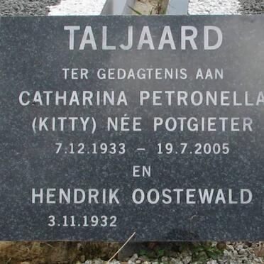 TALJAARD Hendrik Oostewald 1932- &amp; Catharina Petronella POTGIETER 1933-2005