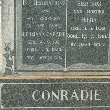 CONRADIE Hilda 1888-1966 :: CONRADIE Herman 1921-1955 