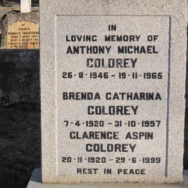 COLDREY Clarence Aspin 1920-1999 &amp; Brenda Catharina 1920-1997 :: COLDREY Anthony Michael 1946-1965
