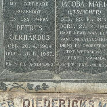 DIEDERICKS Petrus Gerhardus 1904-1957 &amp; Jacoba Maria STREICHER 1905-1969