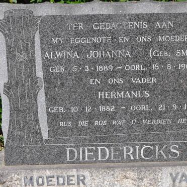 DIEDERICKS Hermanus 1882-1968 &amp; Alwina Johanna SMIT 1889-1963