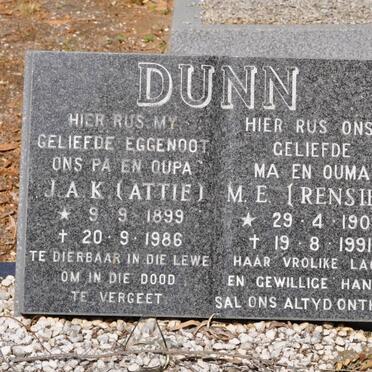 DUNN J.A.K. 1899-1986 &amp; M.E. 1907-1991