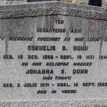 DUNN Cornelis B. 1868-1947 &amp; Johanna S. SWART 1871-1955