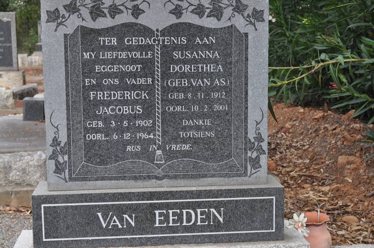 EEDEN Frederick Jacobus, van 1902-1964 &amp; Susanna Dorethea VAN AS 1912-2001
