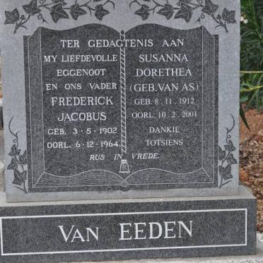 EEDEN Frederick Jacobus, van 1902-1964 &amp; Susanna Dorethea VAN AS 1912-2001