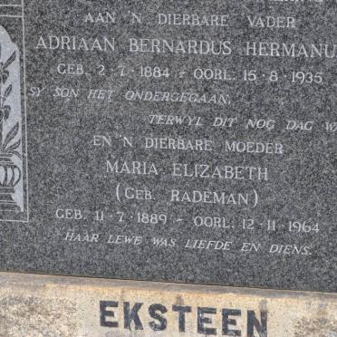 EKSTEEN Adriaan Bernadus Hermanus 1884-1935 &amp; Maria Elizabeth RADEMAN 1889-1964