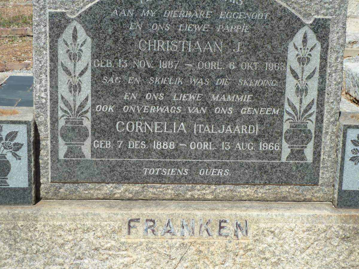 FRANKEN Christiaan J. 1887-1963 &amp; Cornelia TALJAARD 1888-1966