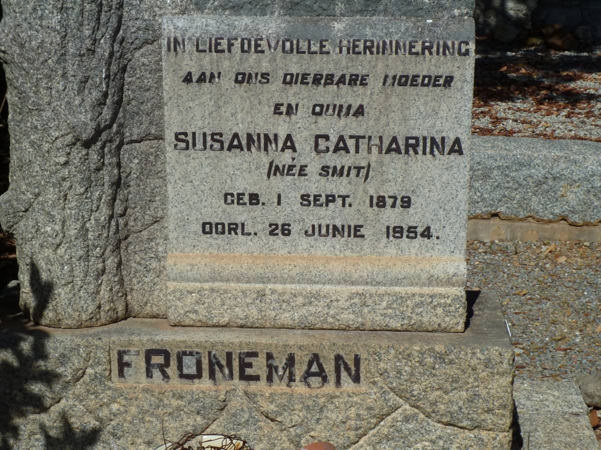FRONEMAN Susanna Catharina nee SMIT 1879-1954