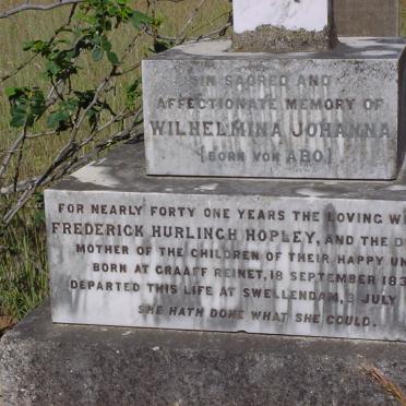 HOPLEY Wilhelmina Johanna nee VON ABO 1833-1893