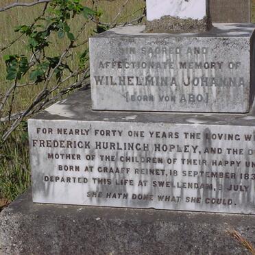 HOPLEY Wilhelmina Johanna nee VON ABO 1833-1893