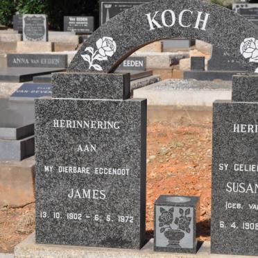 KOCH James 1902-1972 &amp; Susanna M.E. VAN DEVENTER 1908-1984
