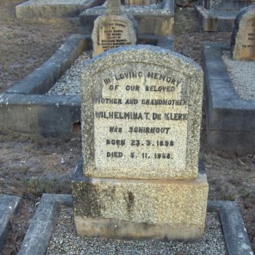 KLERK Wilhelmina T., de nee SCHIRHOUT 1898-1958