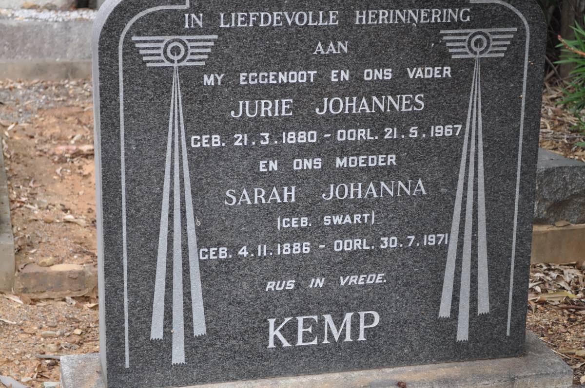 KEMP Jurie Johannes 1880-1967 &amp; Sarah Johanna SWART 1886-1971