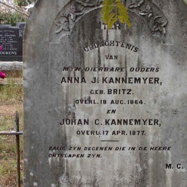 KANNEMYER Johan C. 1877 &amp; Anna J. BRITZ 1864