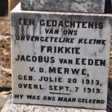 MERWE Frikkie Jacobus van Eeden, v.d. 1913-1919