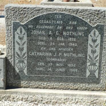 NOTHLING Johan A.C. 1872-1940 &amp; Catharina J.P. CONRADIE 1892-1968