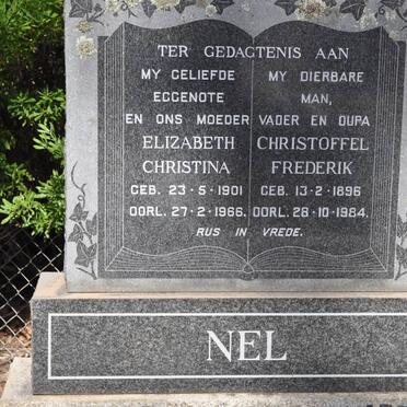 NEL Christoffel Frederik 1896-1984 &amp; Elizabeth Christina 1901-1966