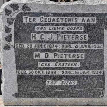 PIETERSE H.C.J. 1874-1932 &amp; M.D. EKSTEEN 1868-1934
